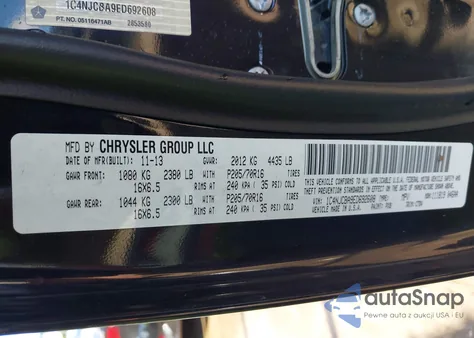 2014 Jeep Compass Sport z USA, uszkodzony, nr VIN 1C4NJCBA9ED692608